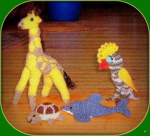 žirafa, delfín, želva, papoušek žirafa, delfín, želva, papoušek